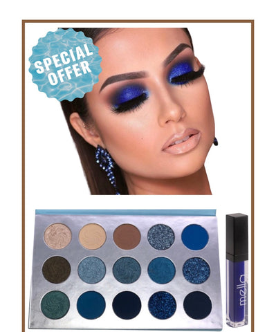 Allure Blue Eyeshadow and Lipstick Set, Makeup Gifts Sets